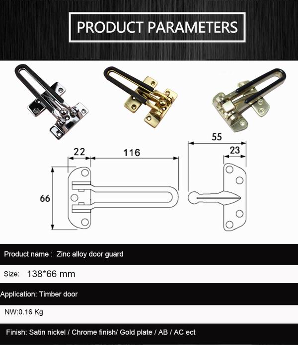 Door protector tool Zinc alloy entrance Door guard with chrome finish